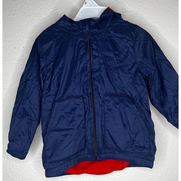 Old Navy Boys Red and Blue Rain coat Jacket Size 18-24 Months Fleece - Picture 1 of 3